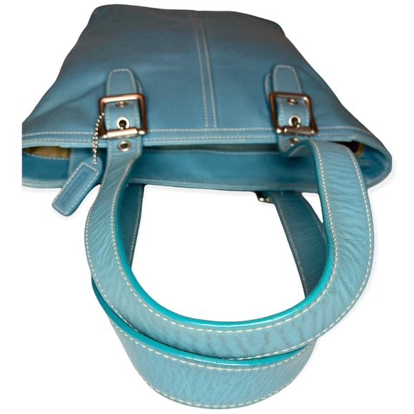 Coach Blue Leather Stitch Tote - Picture 3 of 14
